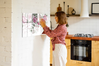 Tableau verre magnétique Roses à l'aquarelle