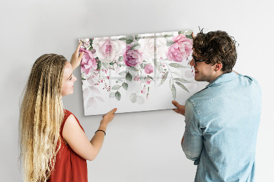 Tableau verre magnétique Roses à l'aquarelle