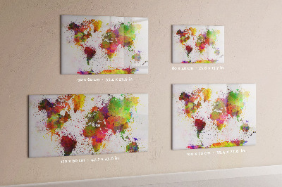 Tableau verre magnétique Carte du monde à l'aquarelle