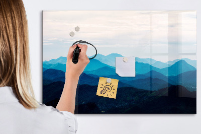 Tableau verre magnétique Montagnes à l'aquarelle