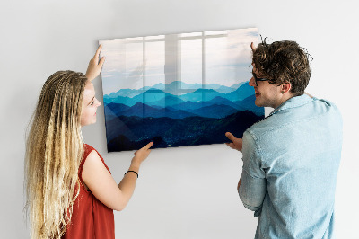 Tableau verre magnétique Montagnes à l'aquarelle
