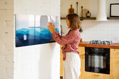 Tableau verre magnétique Montagnes à l'aquarelle
