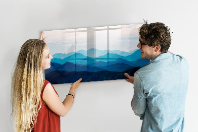 Tableau verre magnétique Montagnes à l'aquarelle