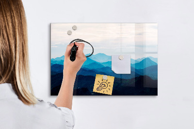Tableau verre magnétique Montagnes à l'aquarelle