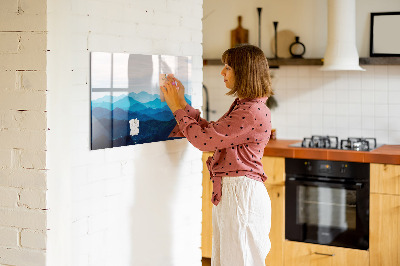 Tableau verre magnétique Montagnes à l'aquarelle