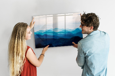 Tableau verre magnétique Montagnes à l'aquarelle