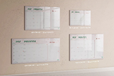 Tableau magnétique mural Agenda mensuel pour enfants