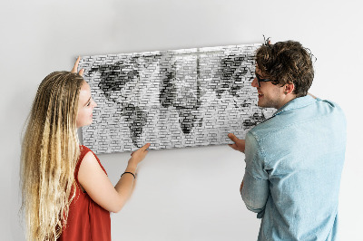 Tableau effaçable magnétique Carte du monde avec un mur de briques