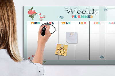 Tableau verre magnétique Agenda hebdomadaire