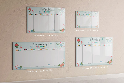 Tableau verre magnétique Agenda hebdomadaire