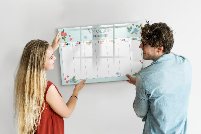 Tableau verre magnétique Agenda hebdomadaire
