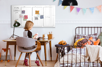 Tableau effaçable magnétique Plan hebdomadaire