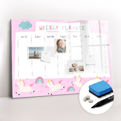 Tableau verre magnétique Agenda hebdomadaire pour enfants