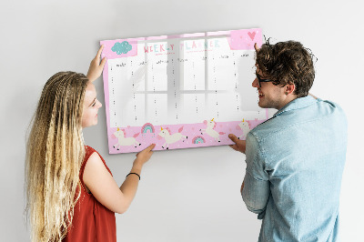Tableau verre magnétique Agenda hebdomadaire pour enfants