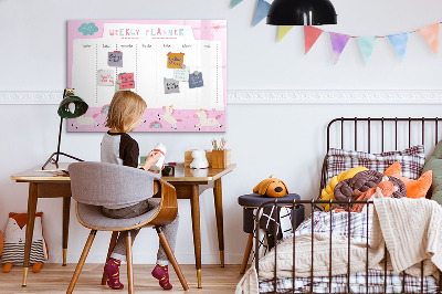 Tableau verre magnétique Agenda hebdomadaire pour enfants