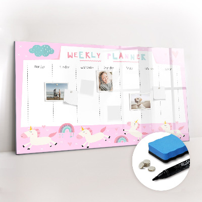 Tableau verre magnétique Agenda hebdomadaire pour enfants