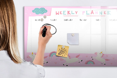 Tableau verre magnétique Agenda hebdomadaire pour enfants