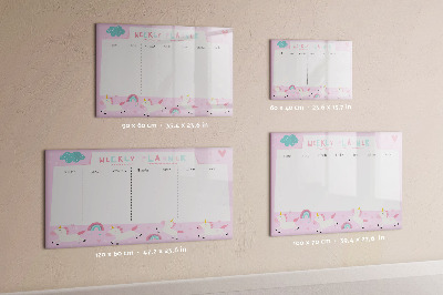 Tableau verre magnétique Agenda hebdomadaire pour enfants