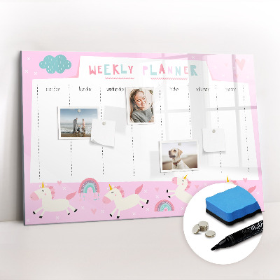 Tableau verre magnétique Agenda hebdomadaire pour enfants