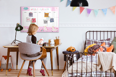 Tableau verre magnétique Agenda hebdomadaire pour enfants