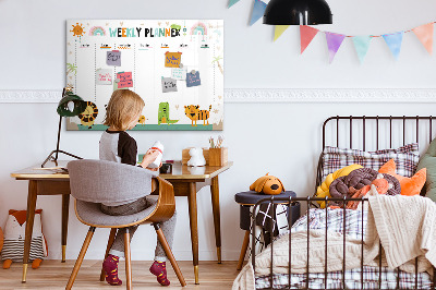 Tableau magnétique mural Agenda hebdomadaire animalier