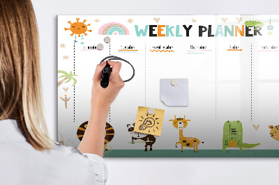 Tableau magnétique mural Agenda hebdomadaire animalier