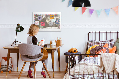 Tableau magnétique mural Carte du monde marron