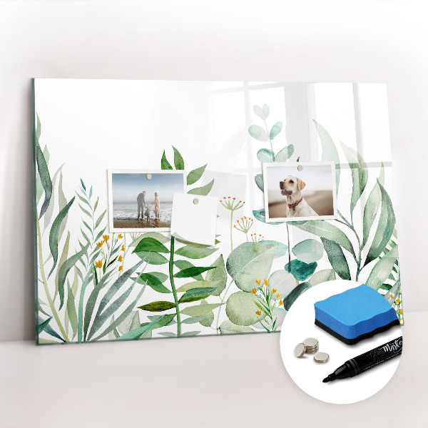 Tableau effaçable magnétique Feuilles à l'aquarelle