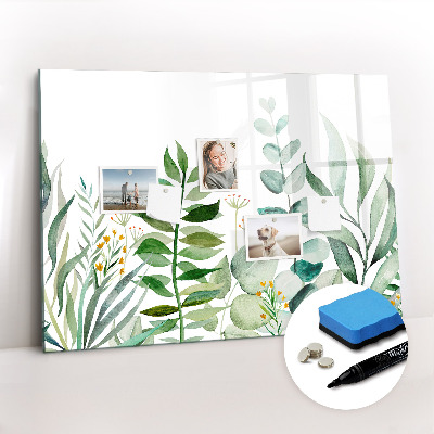 Tableau effaçable magnétique Feuilles à l'aquarelle