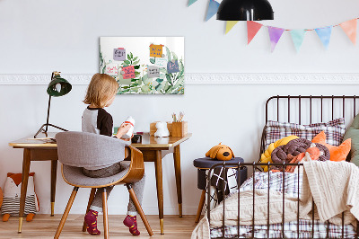 Tableau effaçable magnétique Feuilles à l'aquarelle