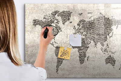 Tableau verre magnétique Carte du monde des journaux