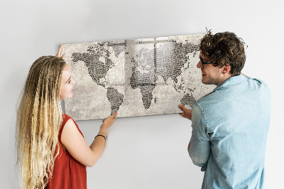 Tableau verre magnétique Carte du monde des journaux