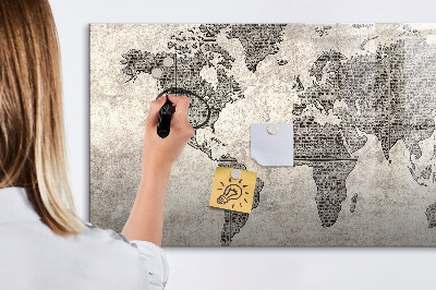 Tableau verre magnétique Carte du monde des journaux