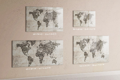 Tableau verre magnétique Carte du monde des journaux