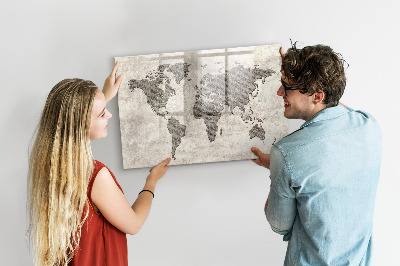 Tableau verre magnétique Carte du monde des journaux