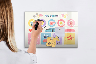 Tableau verre magnétique Agenda scolaire