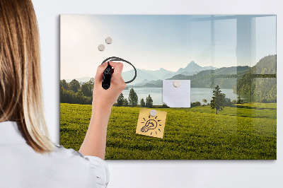 Tableau effaçable magnétique Champ de montagne