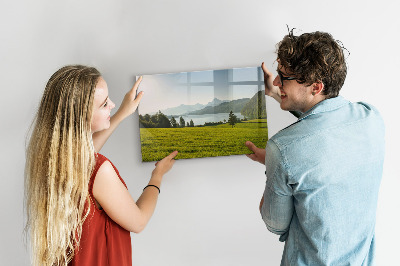 Tableau effaçable magnétique Champ de montagne