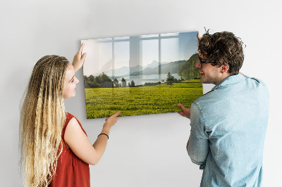 Tableau effaçable magnétique Champ de montagne