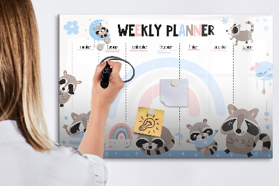 Tableau magnétique mural Agenda hebdomadaire pour enfants