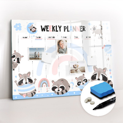 Tableau magnétique mural Agenda hebdomadaire pour enfants