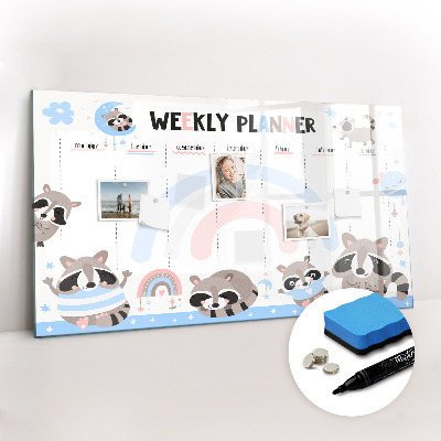 Tableau magnétique mural Agenda hebdomadaire pour enfants