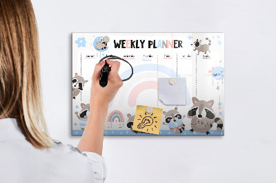 Tableau magnétique mural Agenda hebdomadaire pour enfants