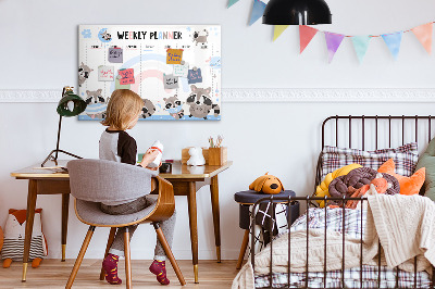 Tableau magnétique mural Agenda hebdomadaire pour enfants