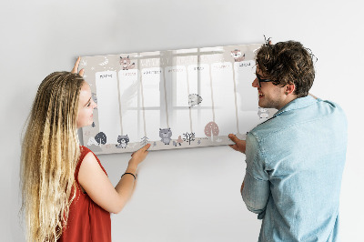 Tableau verre magnétique Planificateur d'animaux