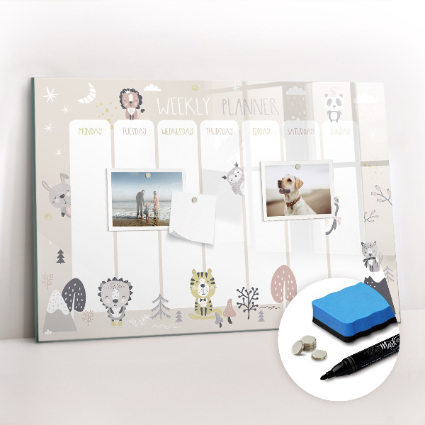Tableau magnétique mural Plan hebdomadaire