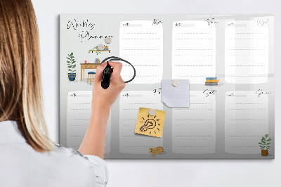 Tableau effaçable magnétique Agenda hebdomadaire confortable