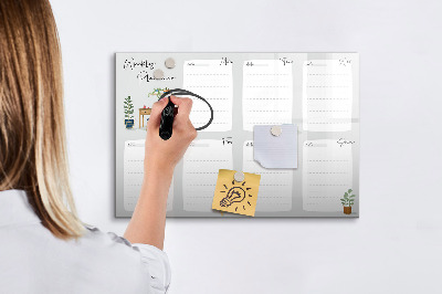 Tableau effaçable magnétique Agenda hebdomadaire confortable