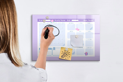 Tableau magnétique mural Agenda annuel rose