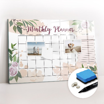Tableau magnétique mural Agenda Rose